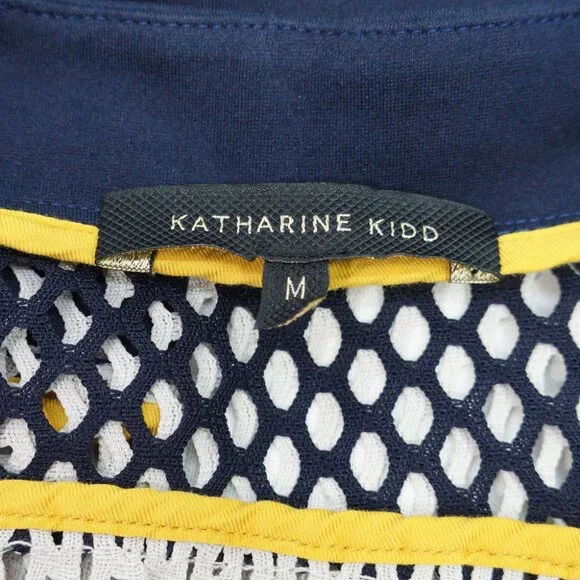 Katharine Kidd Gray Navy Fish Net Mesh Long Sleeve Athletic Athleisure Top Sz M - Picture 7 of 8